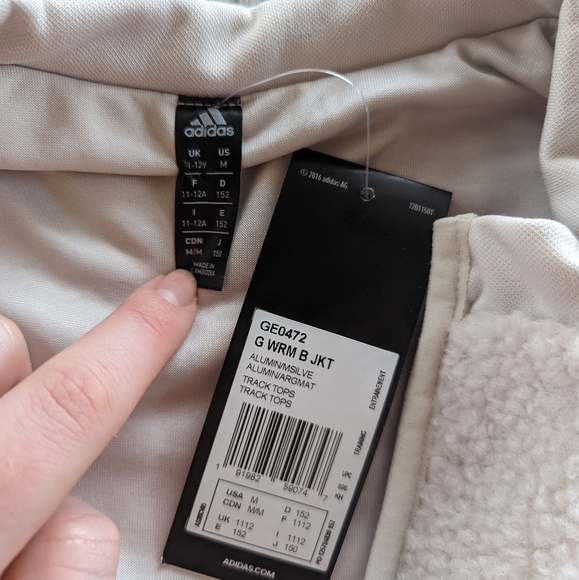 Adidas Cream Sherpa Jacket Girls Medium - Picture 5 of 6